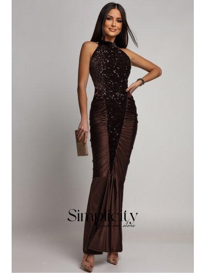 Spoločenské šaty Azzurra  Marion  hnedá (Veľkosť jedna veľkosť)