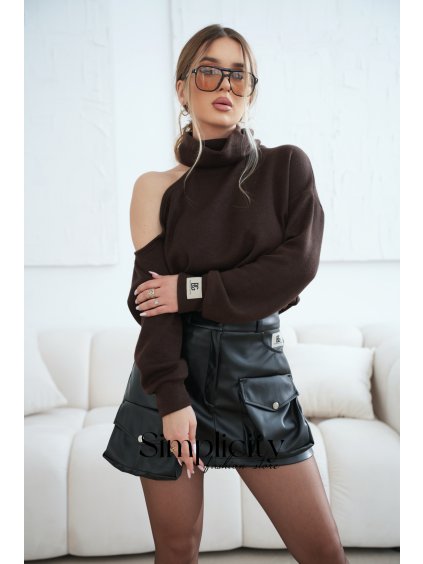 Pulover s rolákom  BG GIGI hnedá (Rozmiar S)