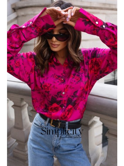 Košeľa La Balancia  MADDIE - Floral cyklamen (variant S)