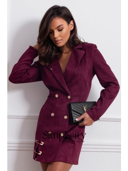 Sakové šaty La Balancia  Leya - burgundy (variant XS/S)