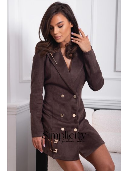 Sakové šaty La Balancia  Leya -hnedá (variant XS/S)