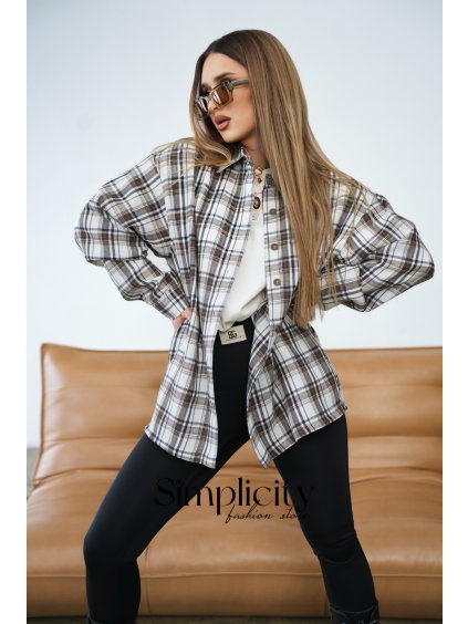 Košeľa BG PATTERN hnedé káro (Rozmiar UNISIZE)