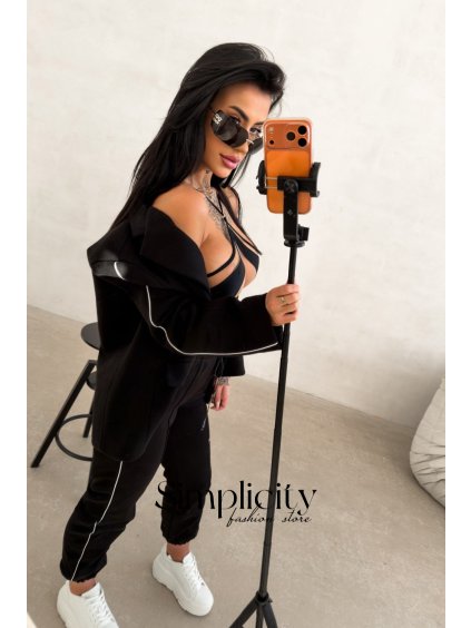 Oversize sako Olavoga Refine čierna (Veľkosť S)