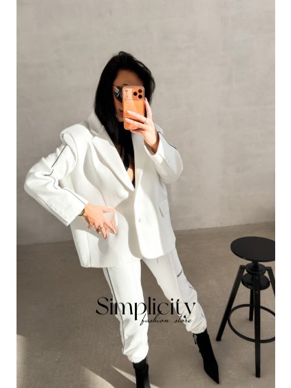 Oversize sako Olavoga Refine biela (Veľkosť S)