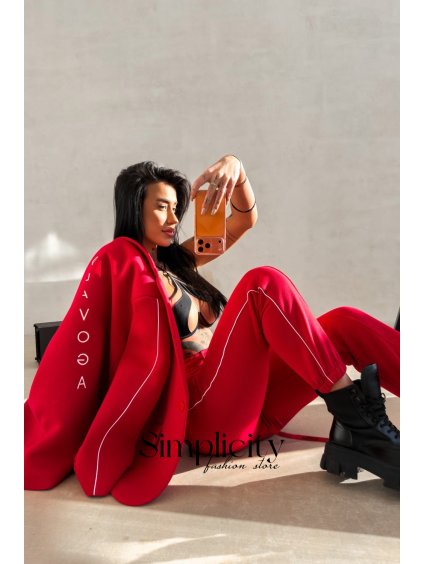 Oversize sako Olavoga Refine červené (Veľkosť S)