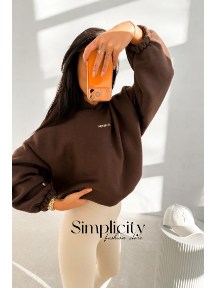 Mikina Olavoga Vela hnedá (Veľkosť jedna veľkosť)