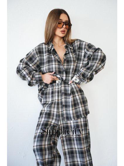 Košeľa  BG PATTERN čierne káro (Rozmiar UNISIZE)