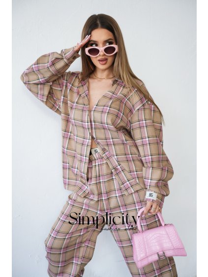 Košeľa  BG PATTERN béžové káro (Rozmiar UNISIZE)