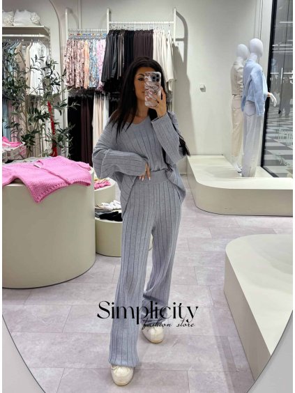 Súprava s kašmírom By me CANDICE šedá (Rozmiar Uniwersalny)