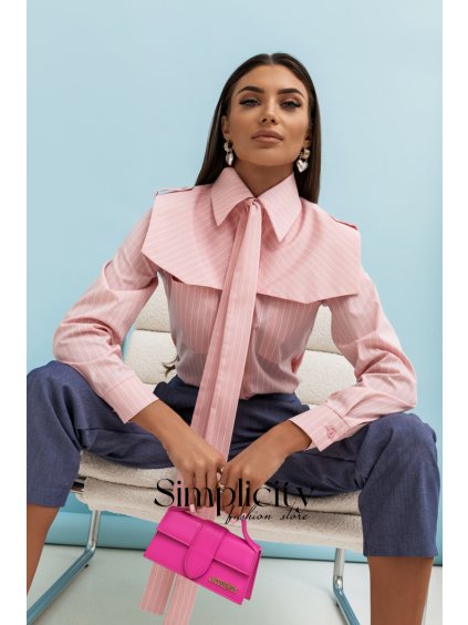 Košeľa La Balancia MILO ružová pásik (variant S)