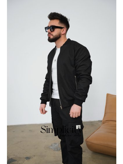 Bomber bunda pánska BG REPEAT čierna (Rozmiar S)