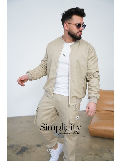 Bomber bunda pánska BG REPEAT béžová (Rozmiar S)