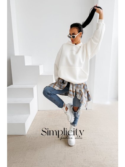 Oversize mikina Olavoga Milea biela (Veľkosť jedna veľkosť)