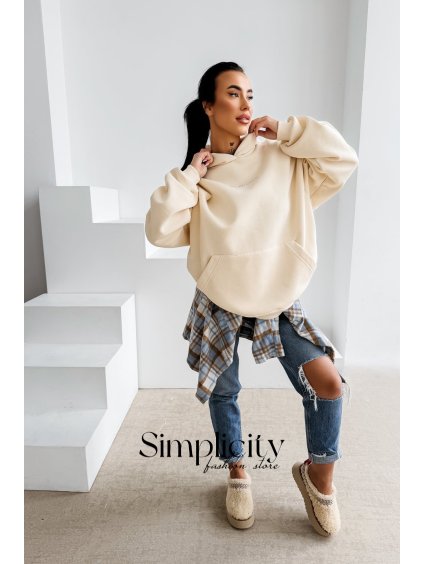 Oversize mikina Olavoga Milea smotanová (Veľkosť jedna veľkosť)