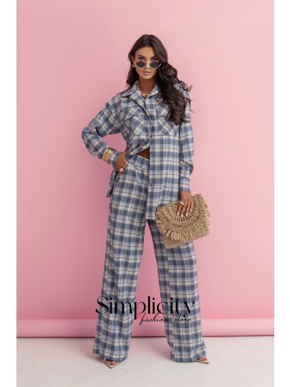 Komplet La Balancia QUEENS káro modrá+ žltá (variant S/M)