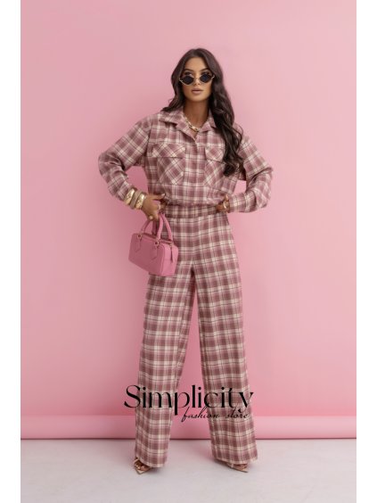 Komplet  La Balancia QUEENS káro ružová+ béžová (variant S/M)