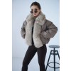 Bunda s kožušinou BG LUXURY béžová (Rozmiar S)