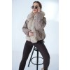 Bunda s kožušinou BG LUXURY béžová (Rozmiar S)