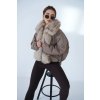 Bunda s kožušinou BG LUXURY béžová (Rozmiar S)