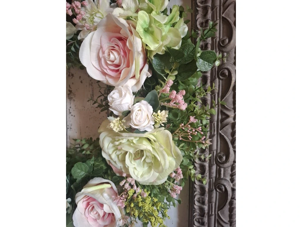 Věnec celoroční romantický chic,provence růže