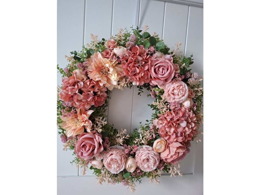 Celoroční věnec romantický shabby chic cca 58cm