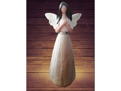 Soška anděl s patinou 22cm třpytivý