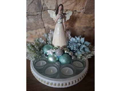 Adventní svícen třpytivý mint