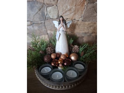 Adventní svícen třpytivý bronz a hnědá