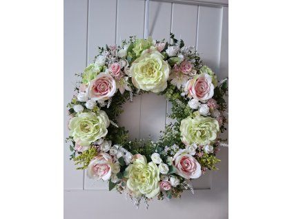 Věnec celoroční romantický chic,provence růže