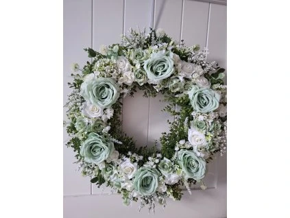 Celoroční věnec romantický shabby chic, provence mint