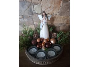 Adventní svícen třpytivý bronz a hnědá