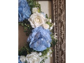 Věnec celoroční shabby chic,provence růže modrobílý