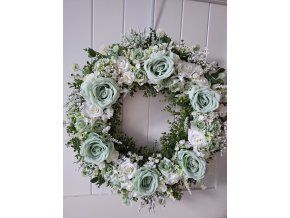 Celoroční věnec romantický shabby chic, provence mint