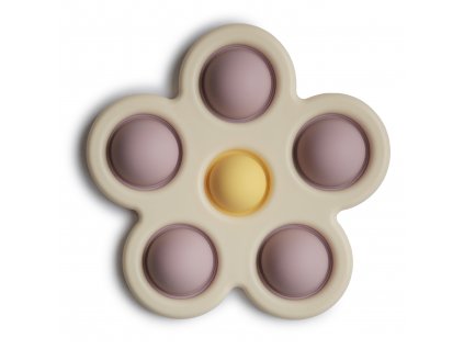 Mushie silikonová hračka Pop-It Flower Soft Lilac/Pale Daffodil/Ivory