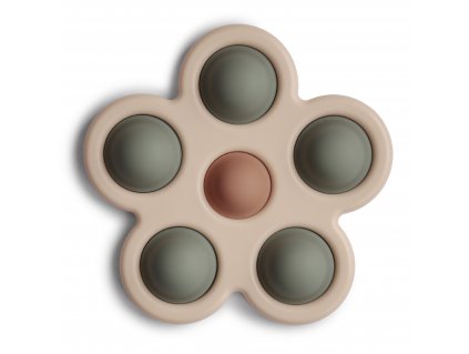 Mushie silikonová hračka Pop-It Flower Dried Thyme/Natural/Shifting Sand