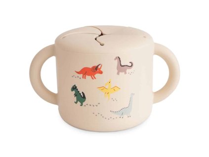 Mushie Silikonový pohárek na snack Dinosaurs