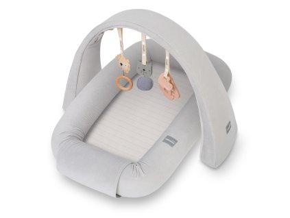 Multifunkční hnízdečko pro miminko s hrazdičkou a hračkami 3 v 1 Sleepee Grey