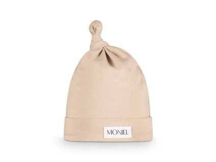 Novorozenecká čepička s uzlem Moniel Pastel béžová