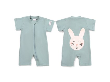 Moniel Dětský overal s krátkým rukávem Králík Pastel mintová