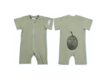 Moniel Dětský overal s krátkým rukávem Oliva Olive