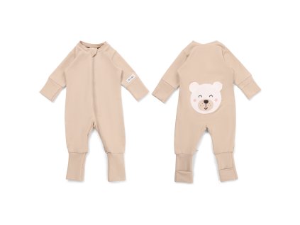 Moniel Dětský rostoucí overal Medvěd Pastel béžová