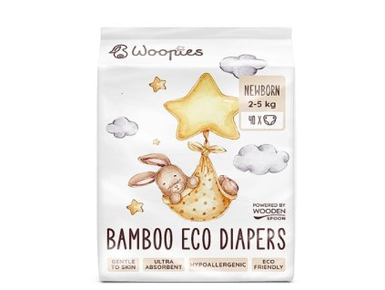 Woopies dětské EKO pleny Newborn (2 5kg) Wooden Spoon 40ks