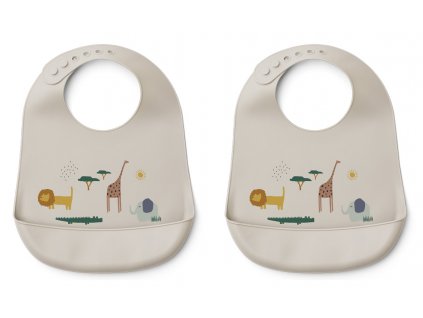 LW14157 Tilda Silicone Bib 2 Pack 1111 Safari sandy mix Extra 0