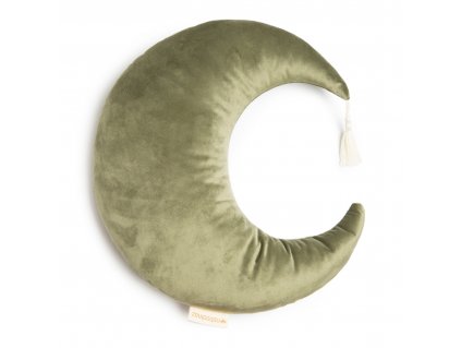 Pierrot moon velvet cushion olive green nobodinoz 1 8435574920560