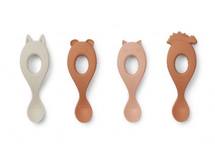 LW13044 9299 LIVA SILICONE SPOON 4 PACK SANDY AND TUSCANY ROSE 4.20 1