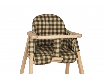 Growing green high chair cushion green checks nobodinoz 1 8435574927040