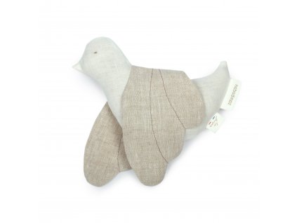 Lin français bird rattle off white nobodinoz 1 8435574923301