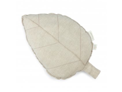 Lin français leaf cushion greige nobodinoz 1 8435574923011