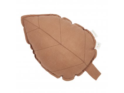 Lin français leaf cushion noisette nobodinoz 1 8435574924407