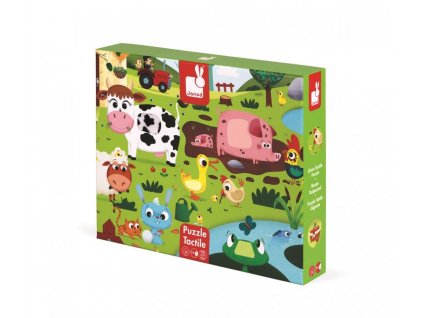 J02772 Puzzle dotykove Zvieratka na farme Janod s texturou 20 dielov od 3 6 rokov 1